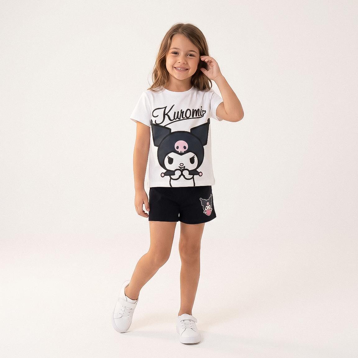 Conjunto infantil Hello Kitty Kuromi de algodão, duas peças, branco 5/6