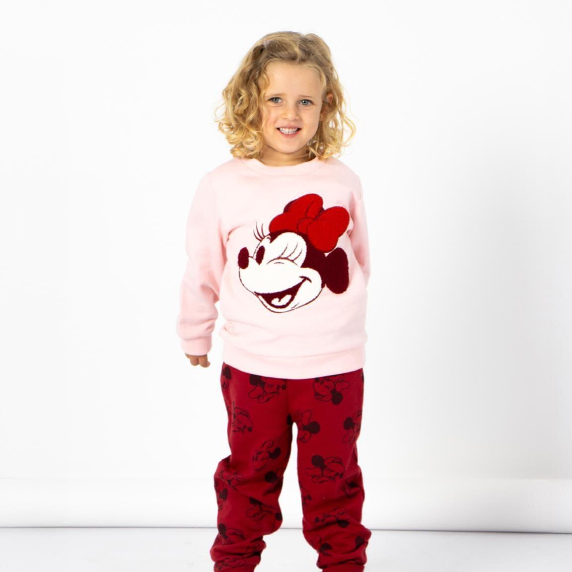Conjunto de moletom infantil de pelúcia da Minnie Mouse, composto por blusa 5/5