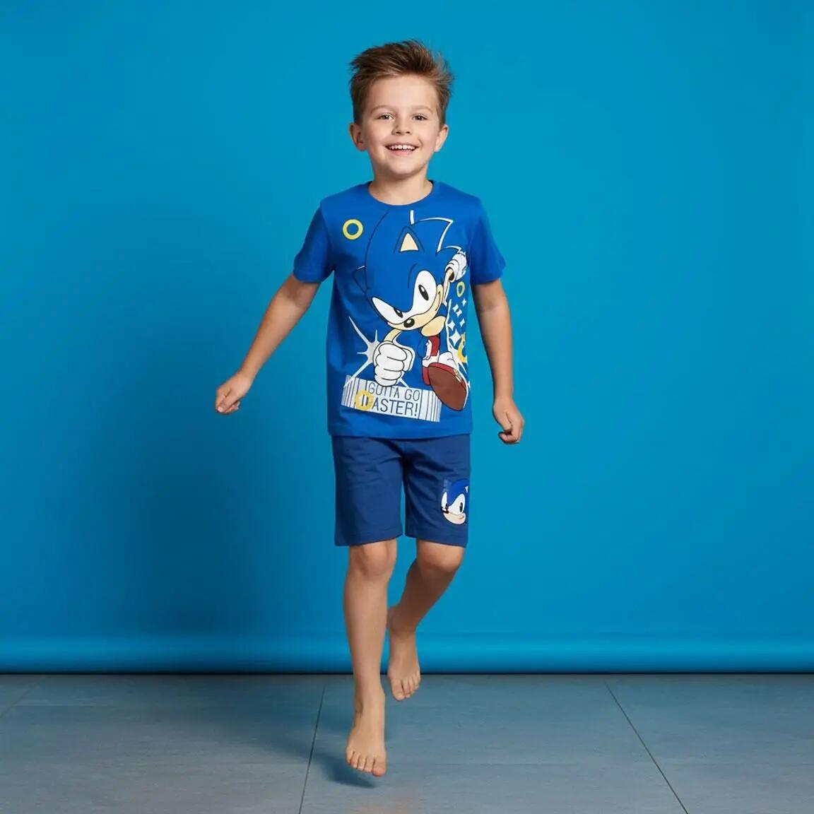 Conjunto infantil Sonic de duas peças: camiseta e shorts, azul 5/7
