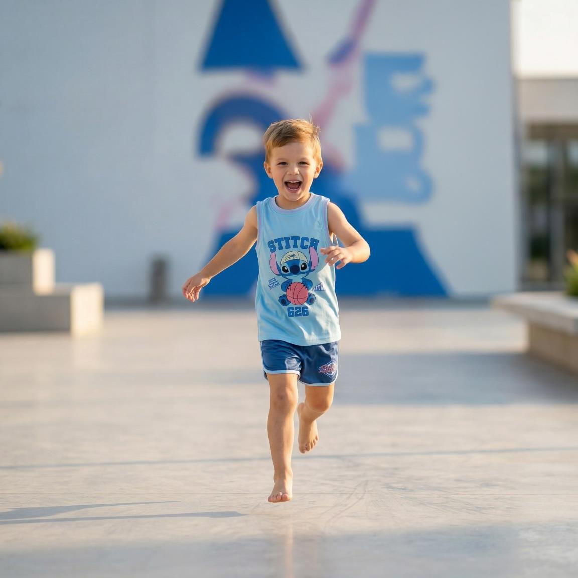 Tuta da ginnastica Stitch in due pezzi in poliestere per bambini, blu 7/7