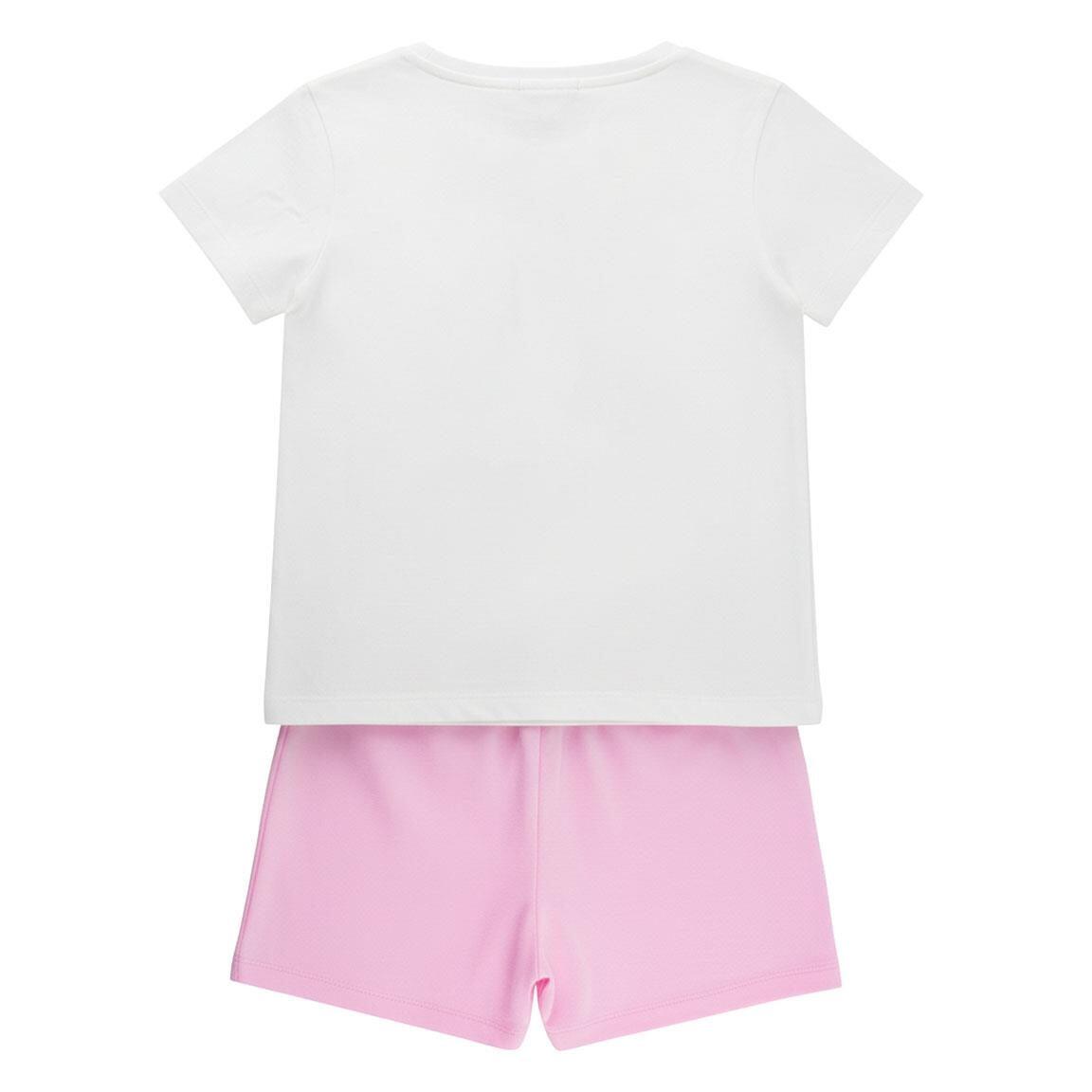 Conjunto infantil Stitch de duas peças em algodão felpudo francês branco e rosa. 2/5