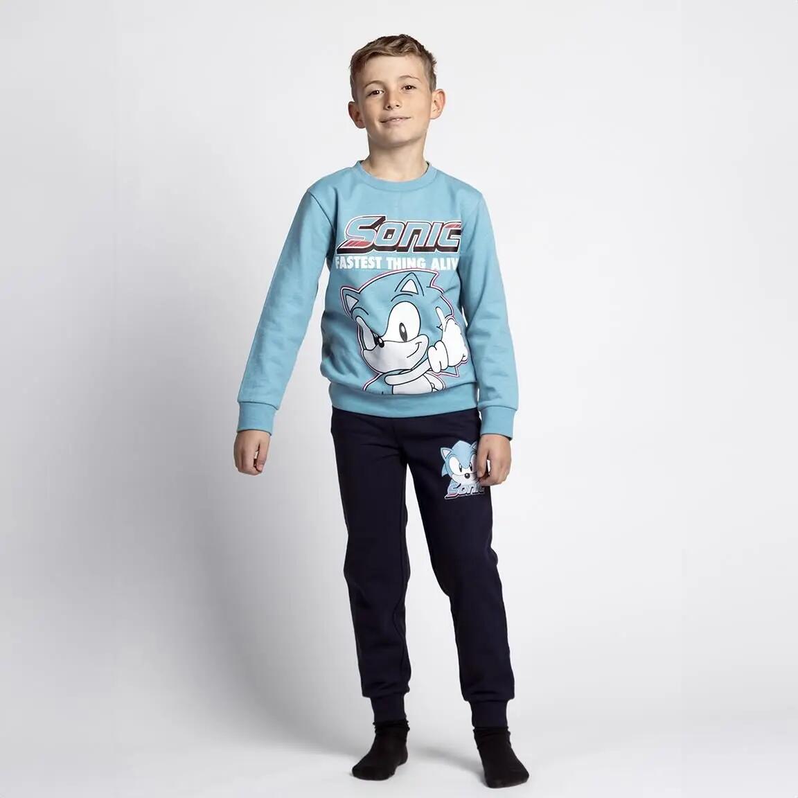 Sonic zweiteiliger Kinder-Trainingsanzug aus gebürstetem Fleece in Blau und 4/6