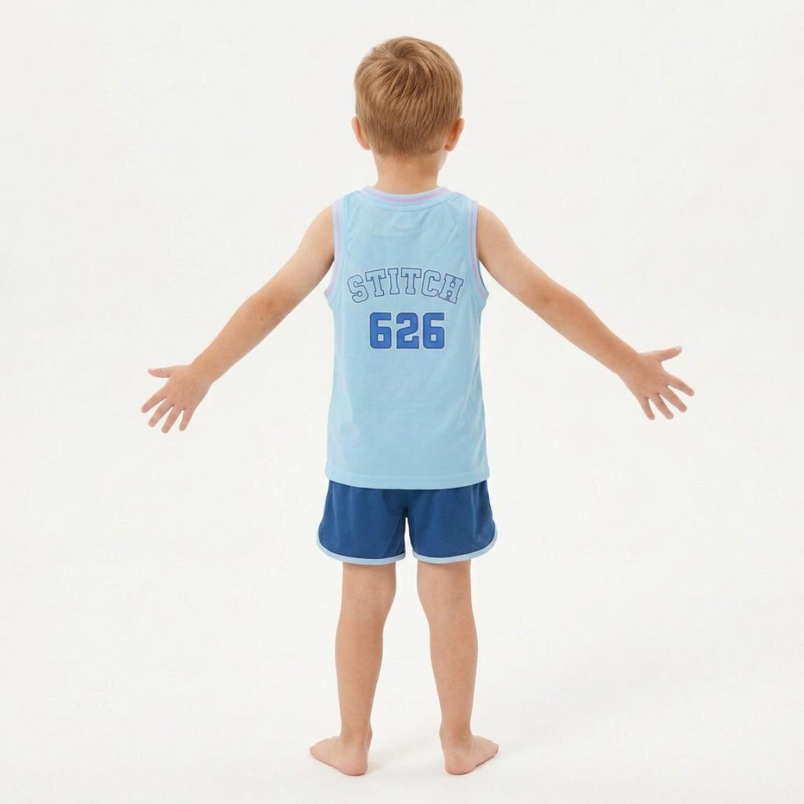 Ensemble deux pièces Stitch pour enfants, vêtements de sport en polyester bleu 6/6