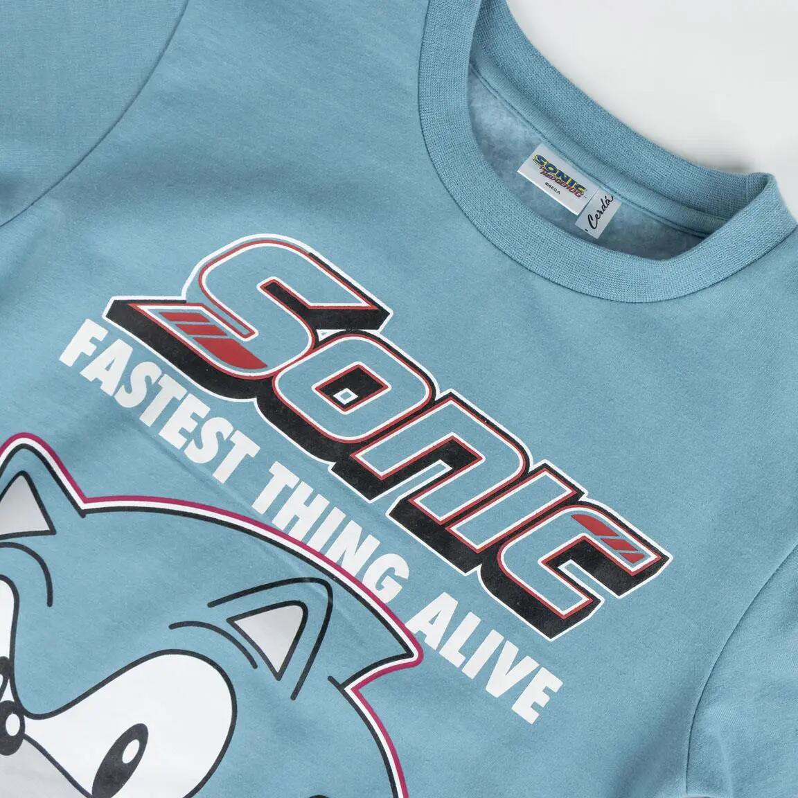 Sonic zweiteiliger Kinder-Trainingsanzug aus gebürstetem Fleece in Blau und 3/6