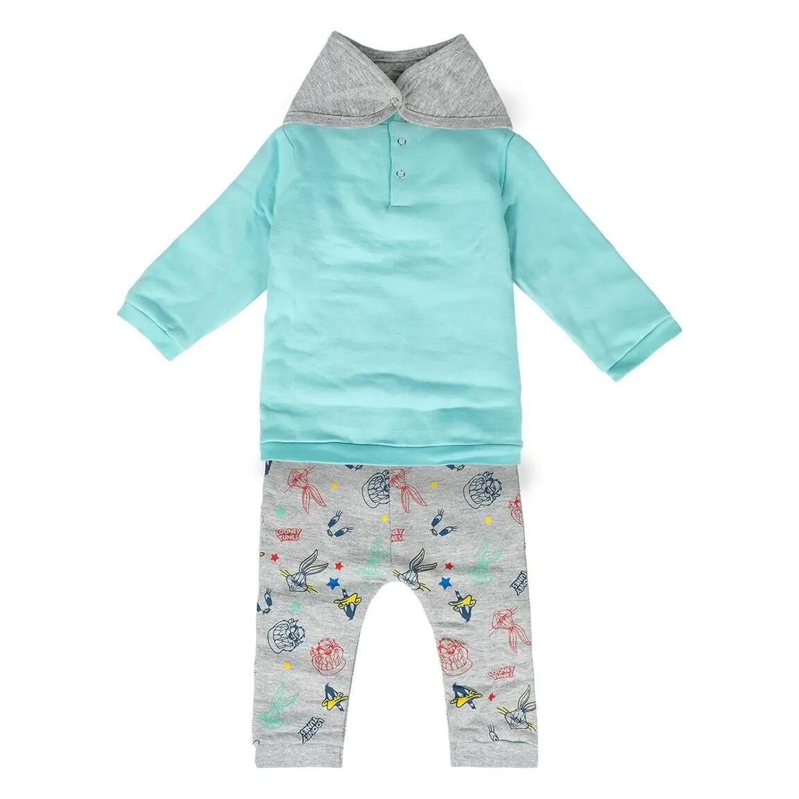 Tuta sportiva da bambino Looney Tunes a tre pezzi in cotone con fodera in pile 2/4