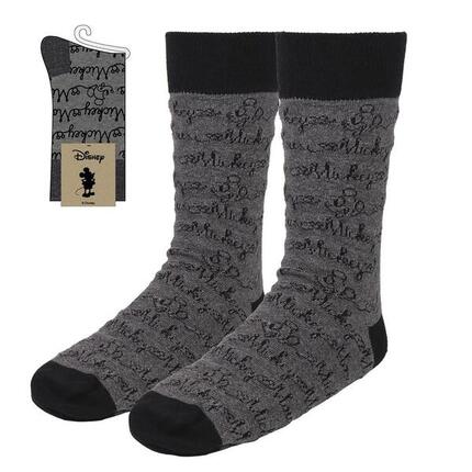 Chaussettes Mickey Mouse pour adultes, en coton doux et respirant, gris foncé