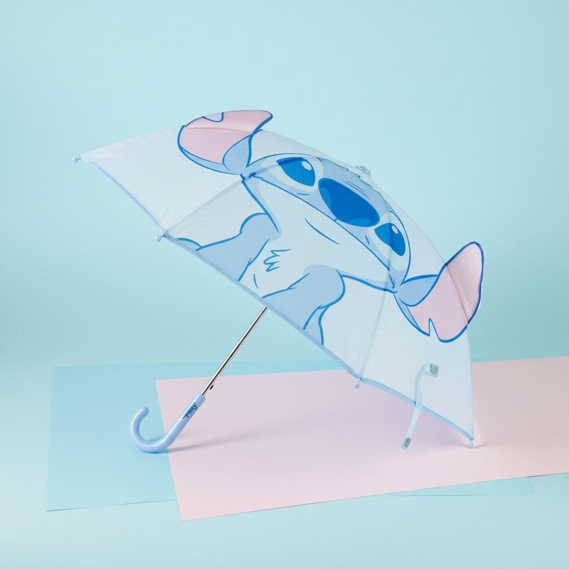 Paraguas Infantil Stitch Manual de Poliéster con Varillas de Fibra Azul 6/7
