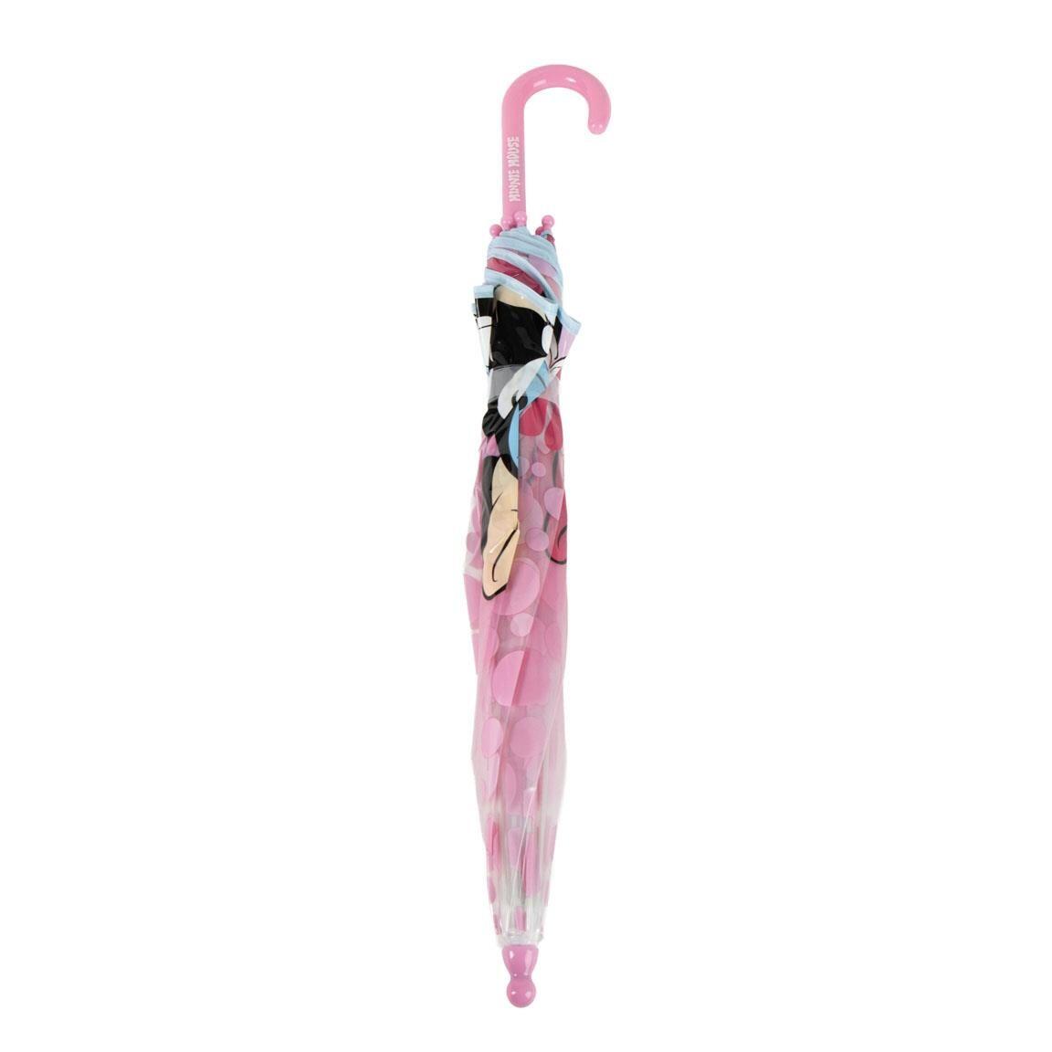 Paraguas Manual Infantil Minnie Mouse de POE Transparente con Estampado Rosa 2/7