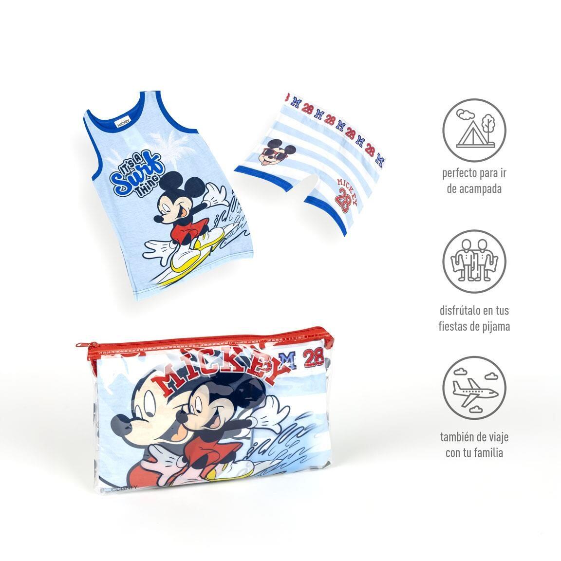 Pyjama à bretelles Mickey Mouse pour enfant avec trousse de toilette, bleu clair 6/6