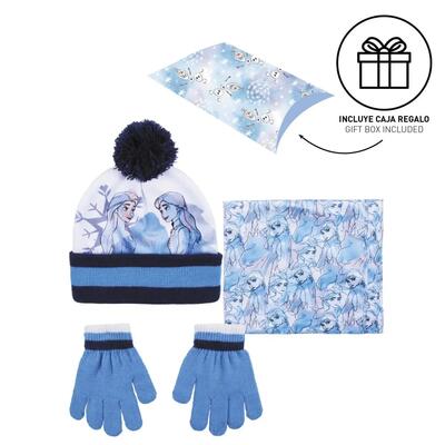 Kinderset 3 delen muts sjaal en wanten blauw frozen ii