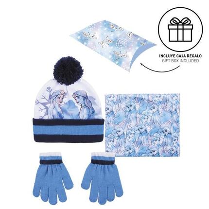 Ensemble enfant 3 pièces La Reine des Neiges 2 : bonnet, snood et gants (bleu)