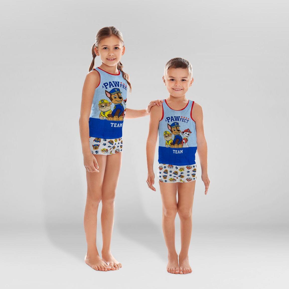 PAW Patrol Kinder-Baumwollpyjama mit Hosenträgern und Kulturbeutel – Blau 5/6