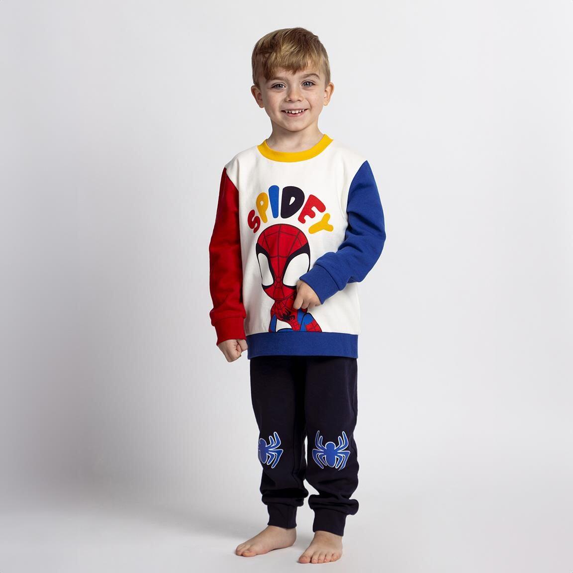 Chándal Infantil Spidey de Dos Piezas de Algodón con Felpa Azul Marino y Blanco 4/6