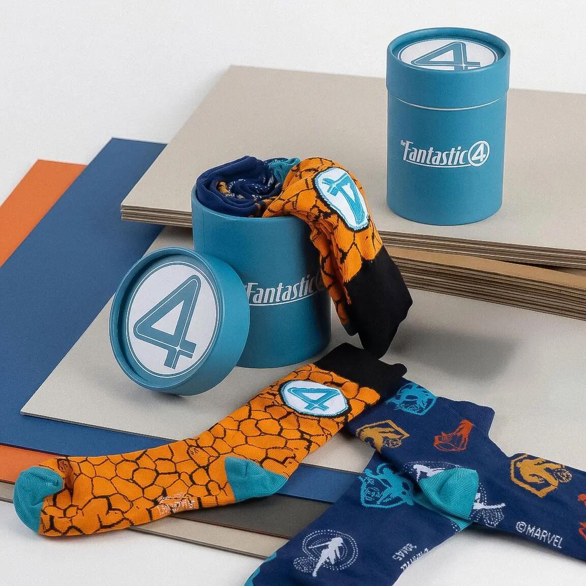 Sokkenset kinderen Fantastic Four katoen blauw en oranje 5/7