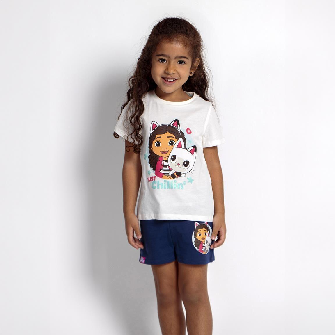 Conjunto Infantil Gabby's Dollhouse de Algodón Dos Piezas Blanco y Azul 5/6