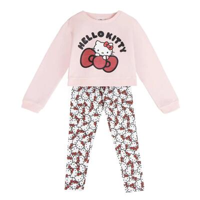 Completo Hello Kitty per bambini: felpa e leggings in pile rosa