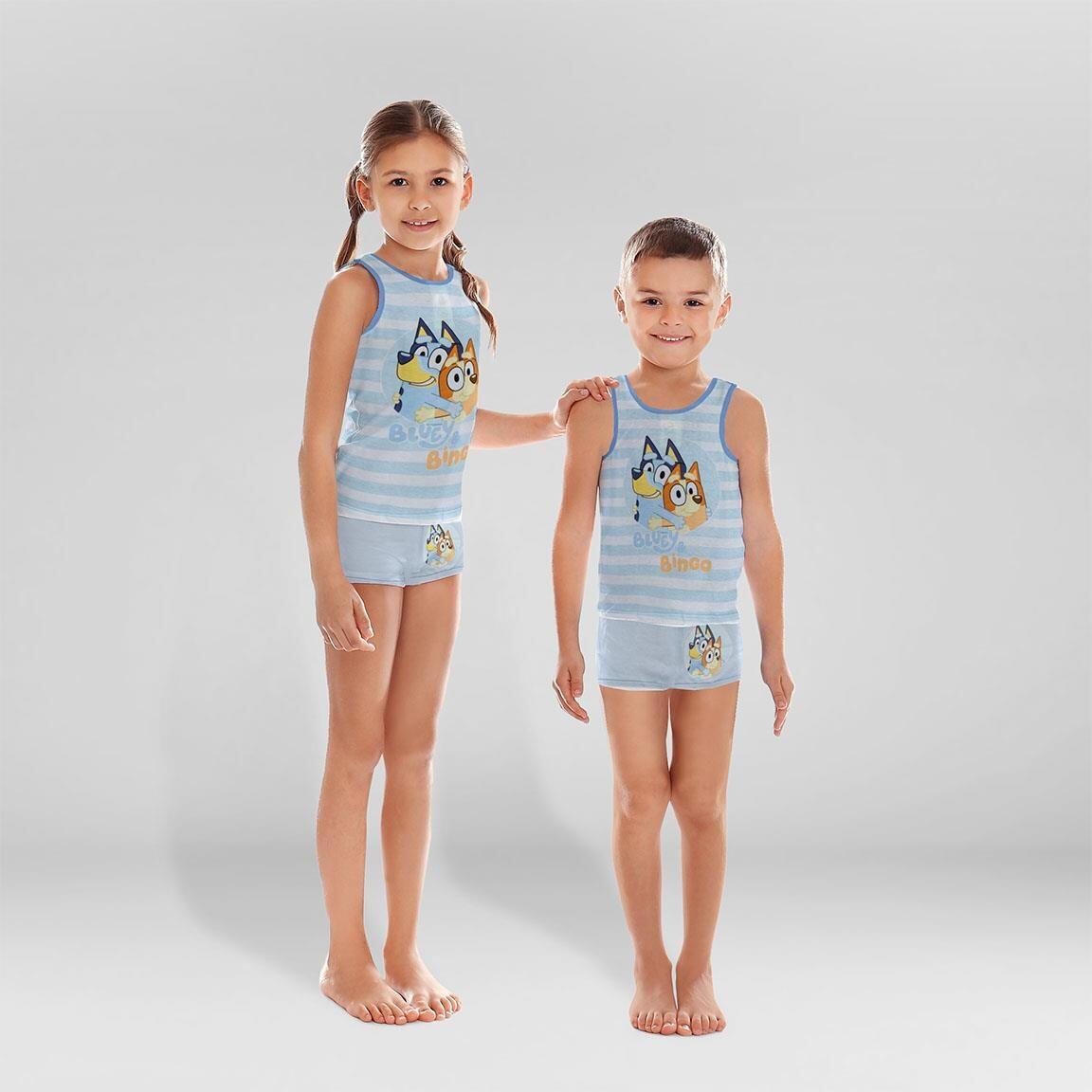Bluey Kinder-Baumwollpyjama, zweiteilig, mit Hosenträgern und Kulturbeutel 5/6
