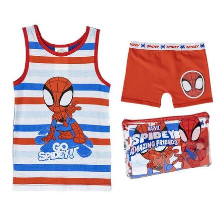 Spidey-Zweiteiler-Baumwollpyjama für Kinder mit Kulturbeutel (Rot)