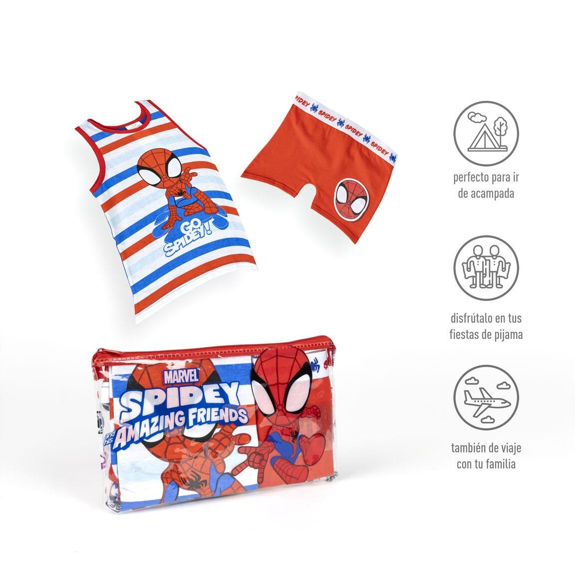Pijama infantil de algodão de duas peças do Homem-Aranha com nécessaire 6/7