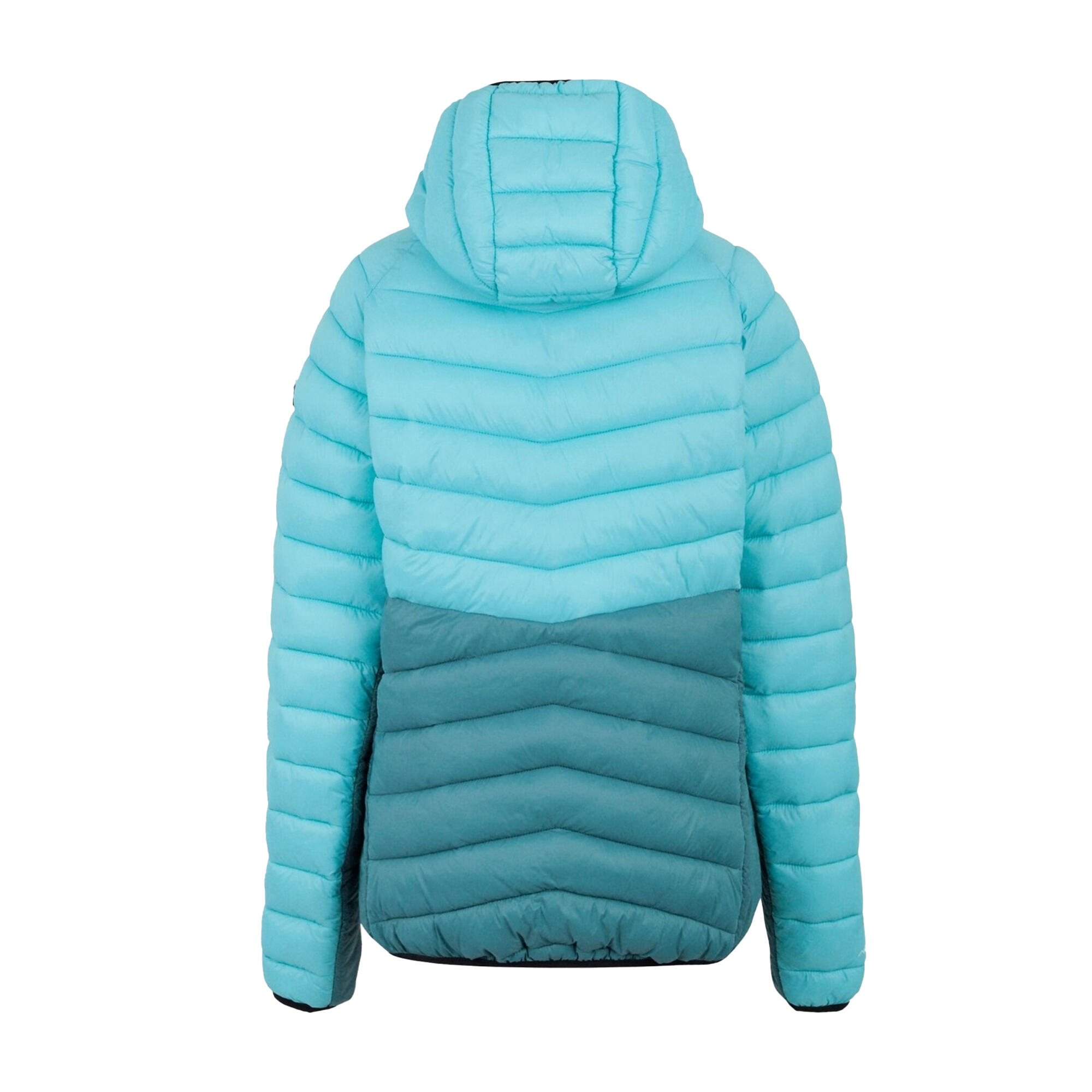 Veste Matelassée Bicolore À Capuche DALENT Femme (Bleu Clair / Bleu Sarcelle) 2/4