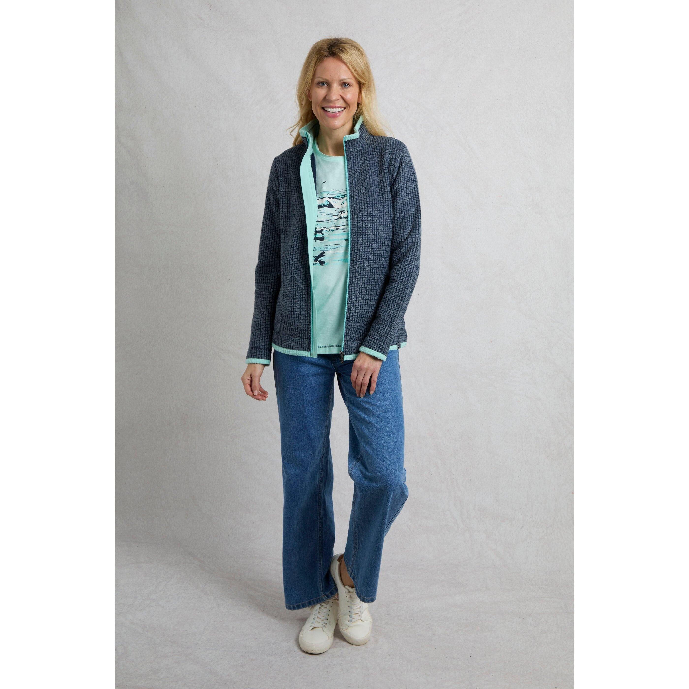 Giacca In Pile Griglia Cerniera Su Intera Lunghezza Donna Weird Fish Ariana Blu 4/6