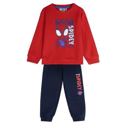 Tuta sportiva a due pezzi di Spiderman per bambini in pile spazzolato rosso e