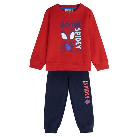 Tuta sportiva a due pezzi di Spiderman per bambini in pile spazzolato rosso e