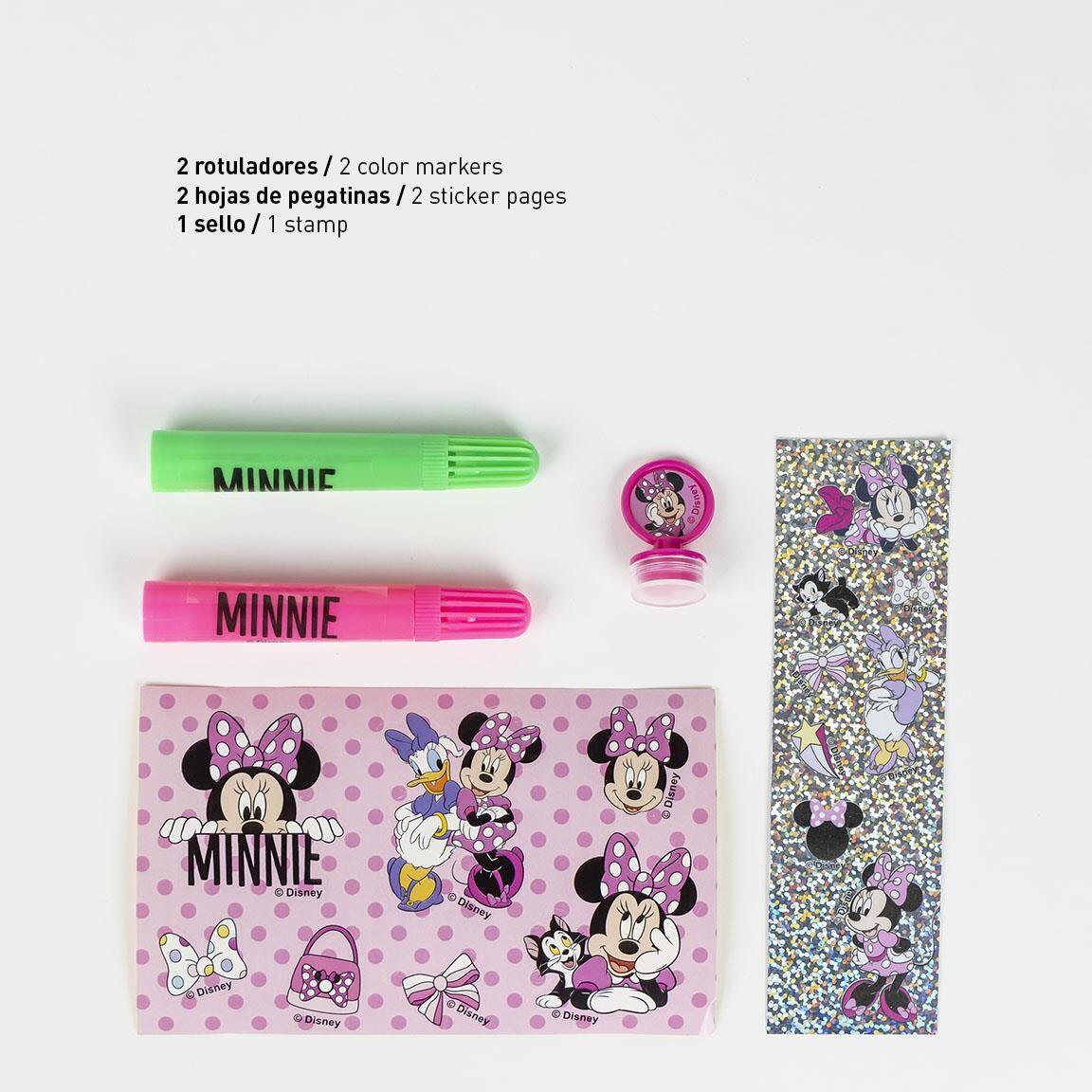 Conjunto de artigos de papelaria infantil para colorir da Minnie Mouse com 4/6