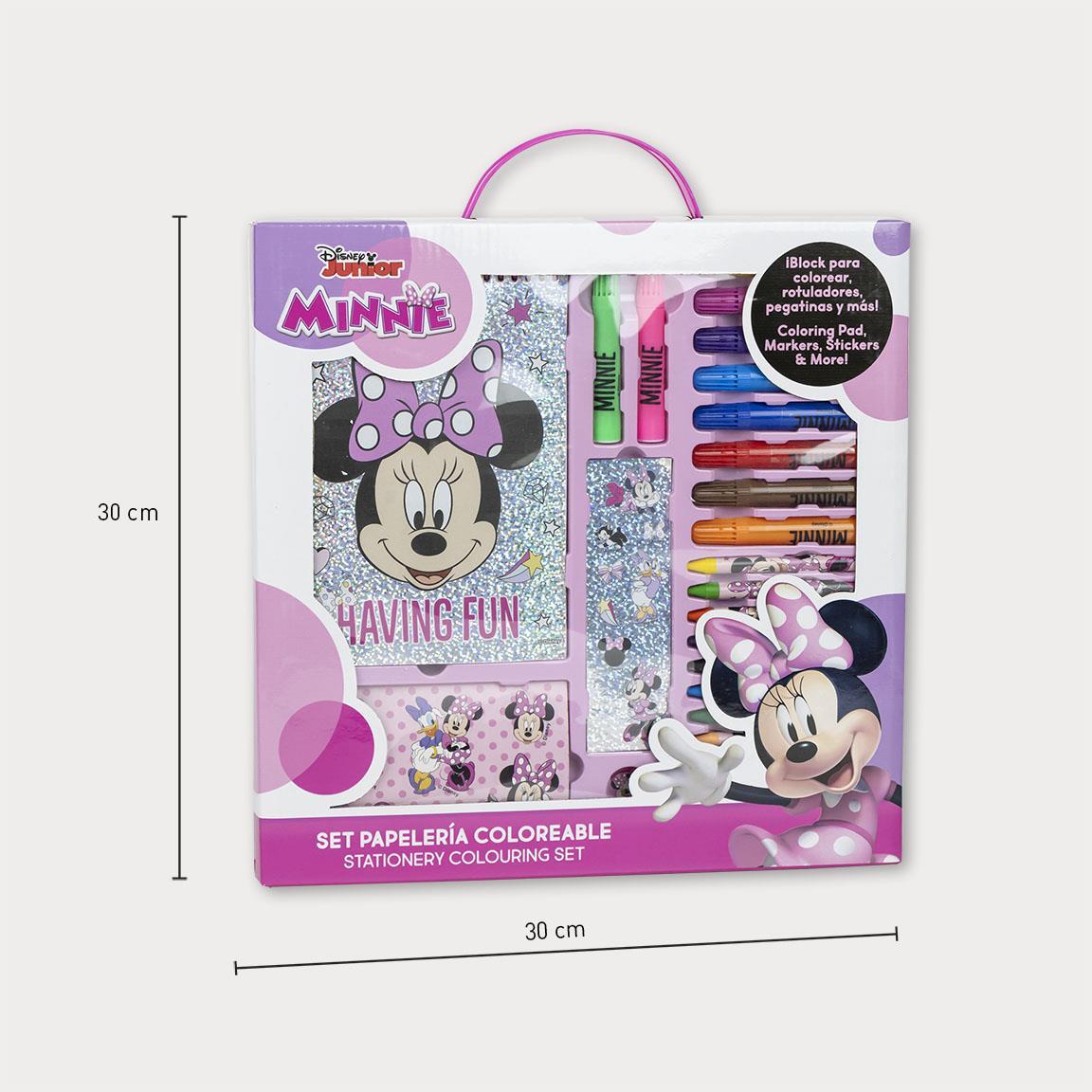 Conjunto de artigos de papelaria infantil para colorir da Minnie Mouse com 2/6