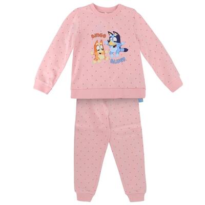 Kinder joggingpak tweedelig fleecekatoen roze bluey
