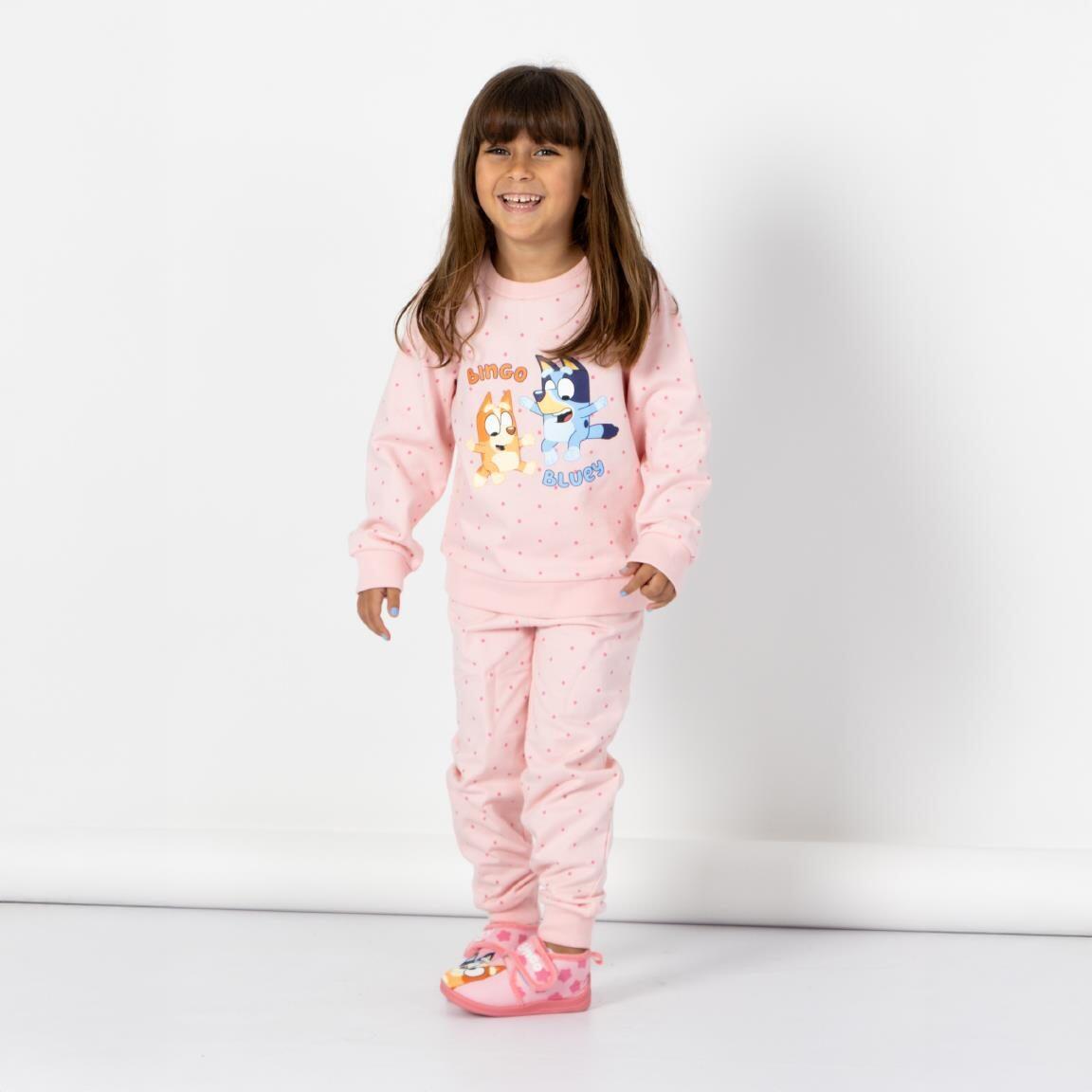 Conjunto de moletom infantil Bluey de duas peças em algodão macio rosa. 5/5