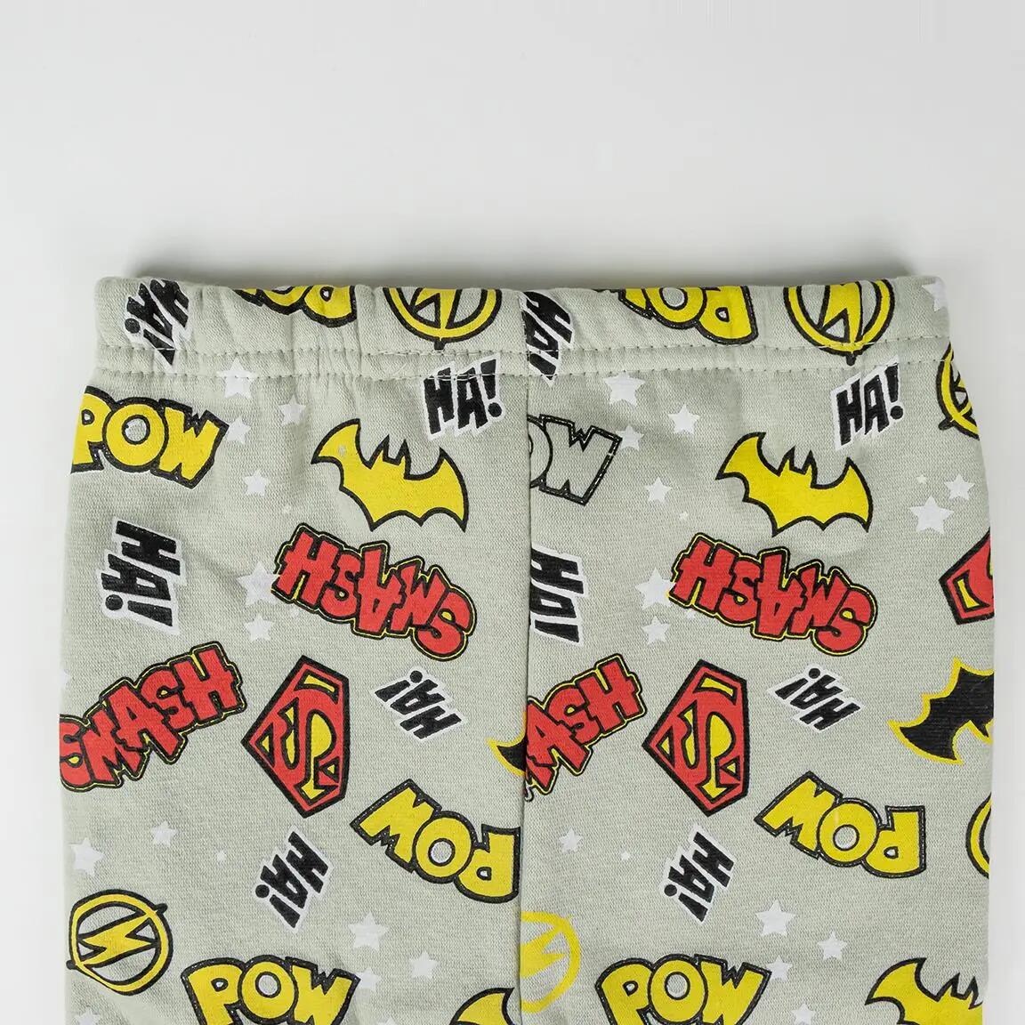 Tuta da ginnastica per bambini Justice League in tre pezzi, in cotone grigio e 4/4