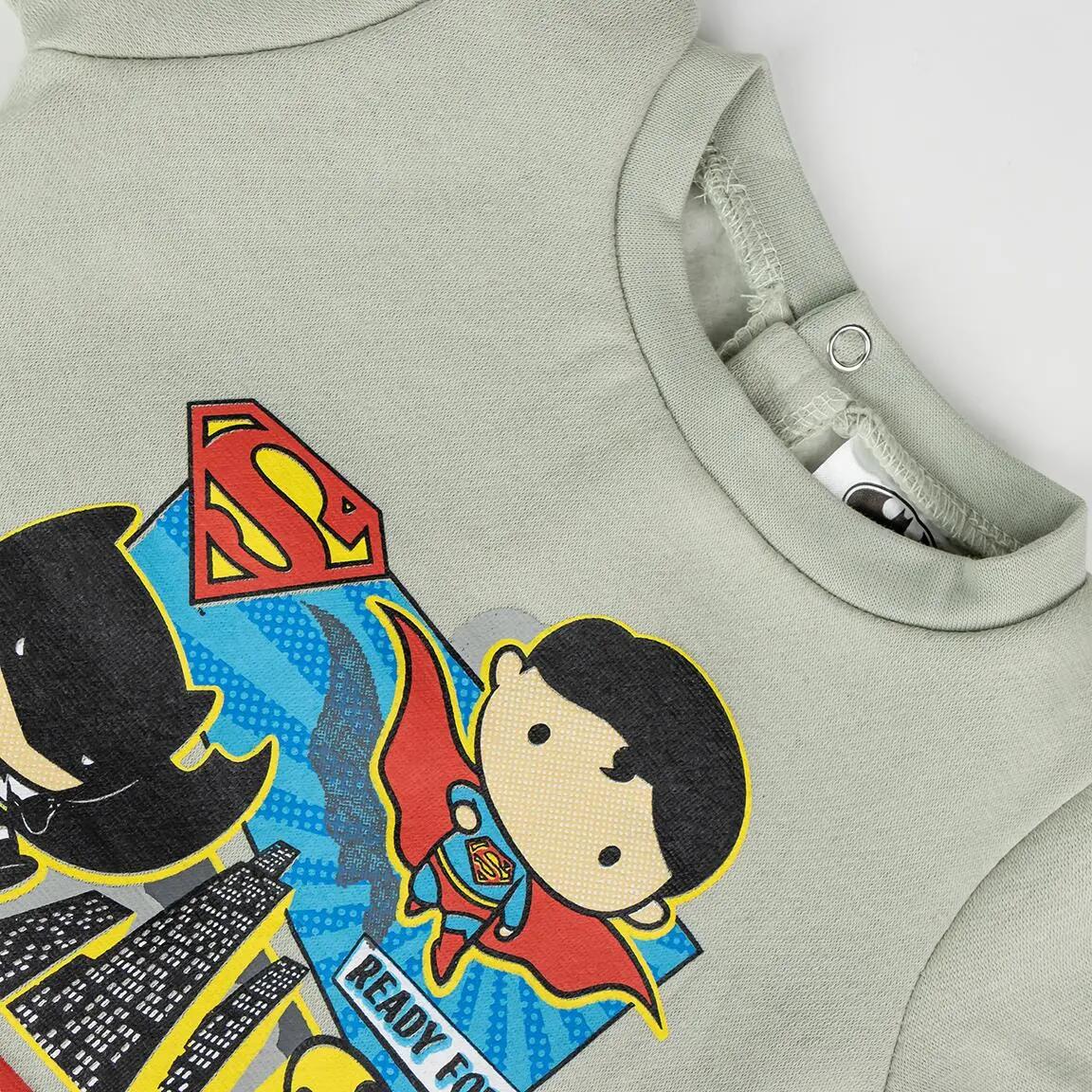Tuta da ginnastica per bambini Justice League in tre pezzi, in cotone grigio e 3/4