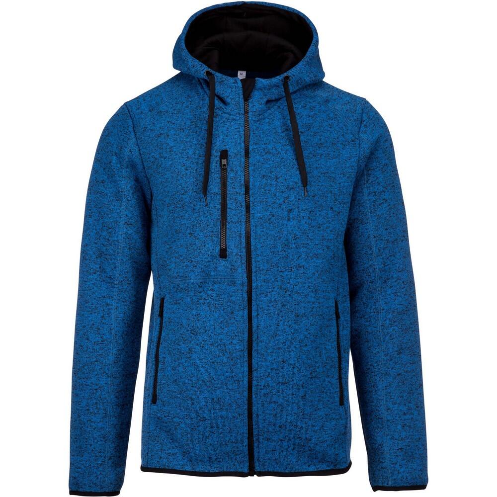 Mens Heather Hooded Jacket (Light Royal Blue Melange) 2/3