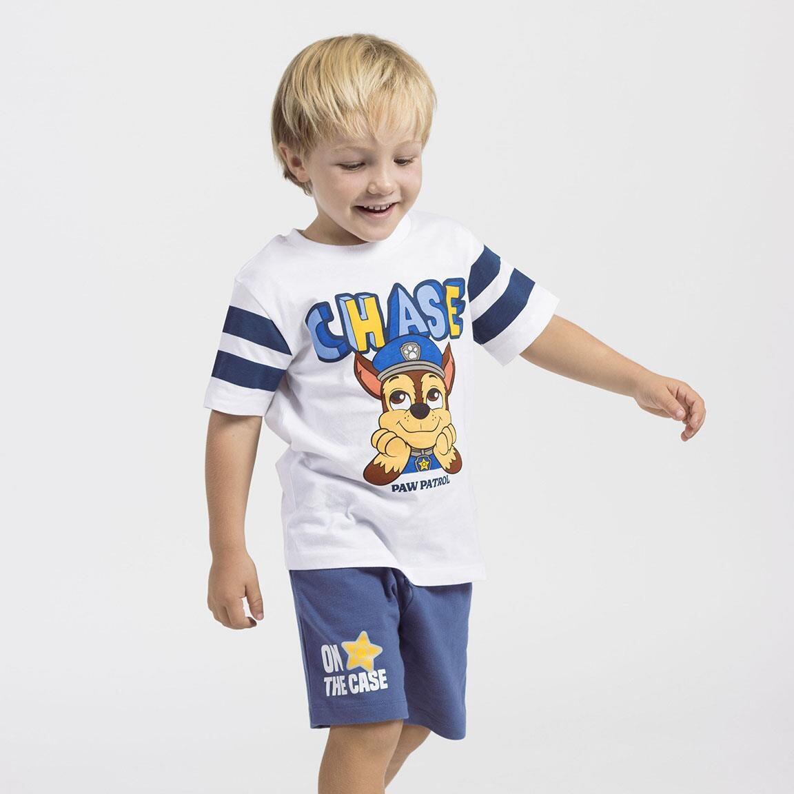 Conjunto Infantil PAW Patrol Chase de Algodón Dos Piezas Blanco y Azul 4/5