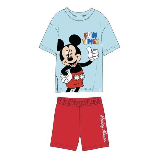 Conjunto Infantil Disney/Mickey de Dos Piezas de Algodón Azul Claro y Rojo