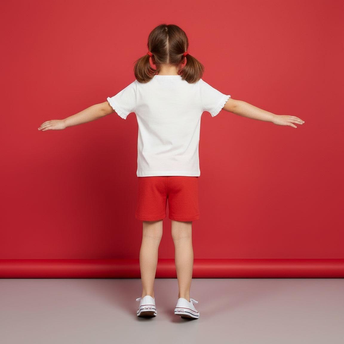 Ensemble deux pièces Minnie Mouse pour enfants en coton blanc et rouge 6/6