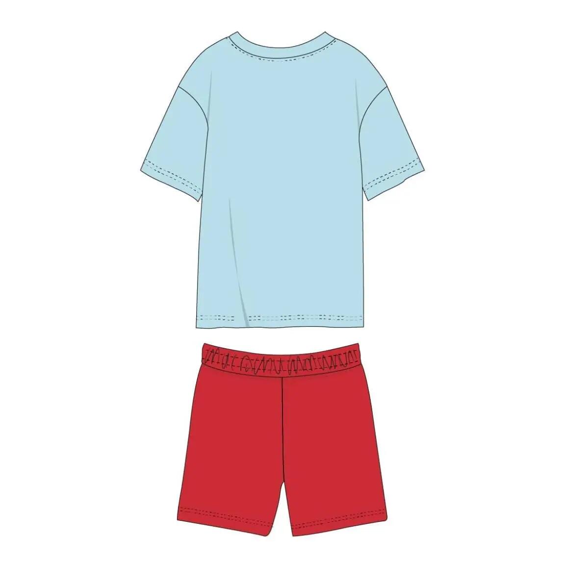 Zweiteiliger Baumwollanzug mit Mickey-Mouse-Motiv für Kinder, Hellblau und Rot 4/4