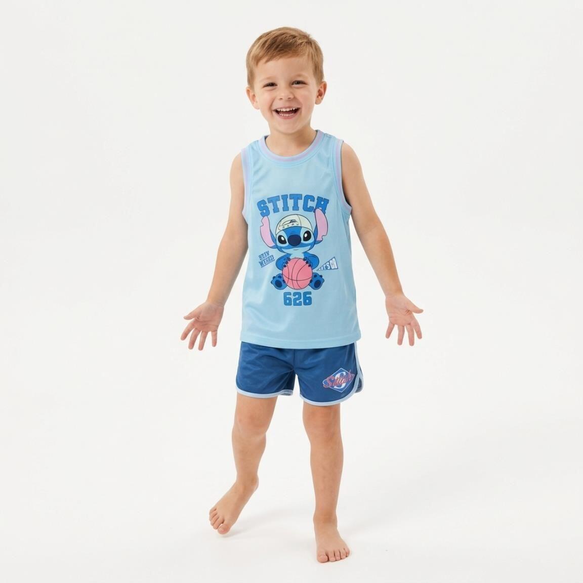 Ensemble deux pièces Stitch pour enfants, vêtements de sport en polyester bleu 5/6