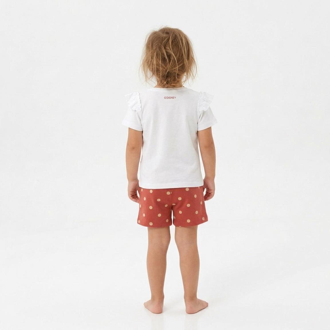 Conjunto infantil de duas peças da Minnie Mouse, em algodão felpudo coral. 5/6
