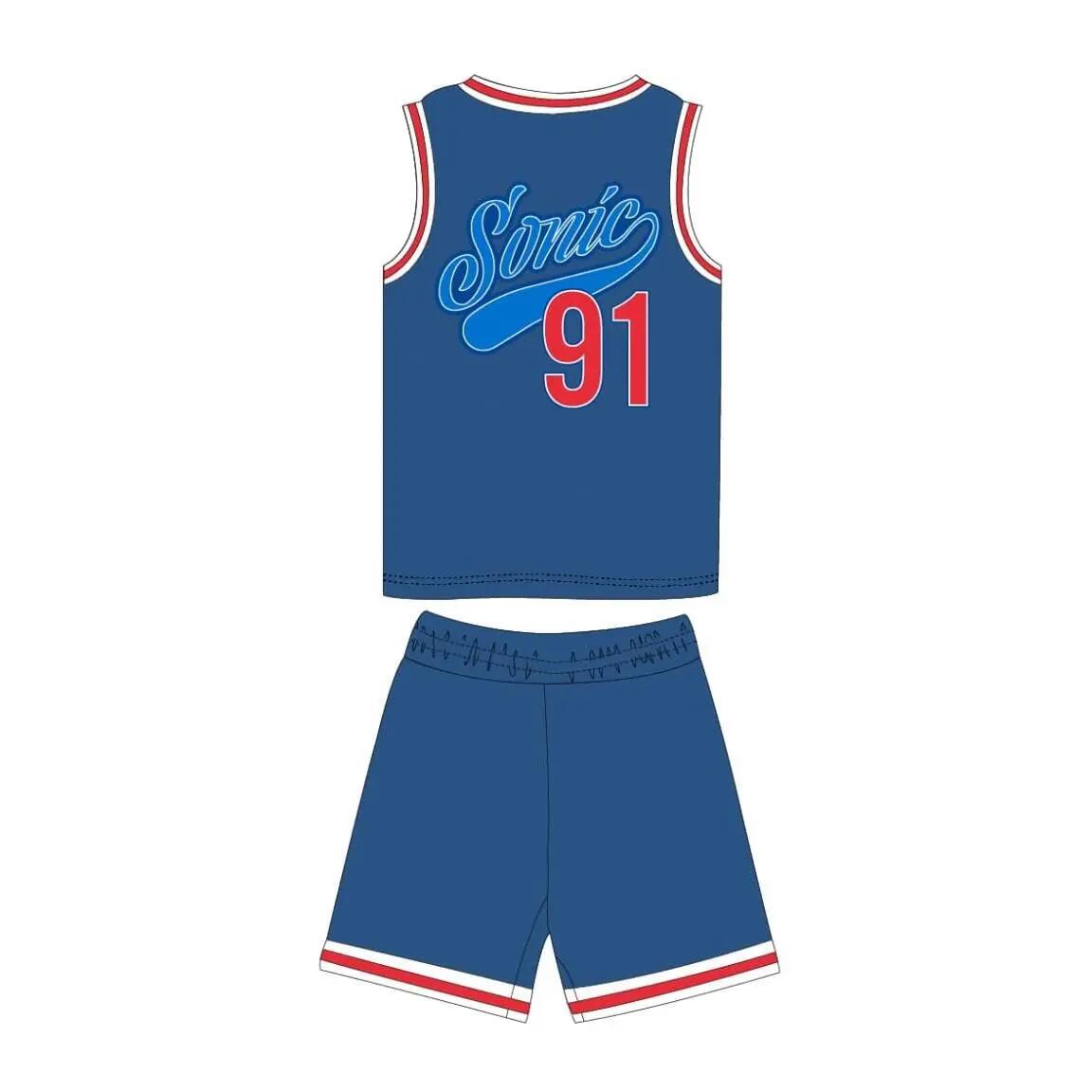 Completo sportivo per bambini Sonic in due pezzi, in poliestere blu. 2/5