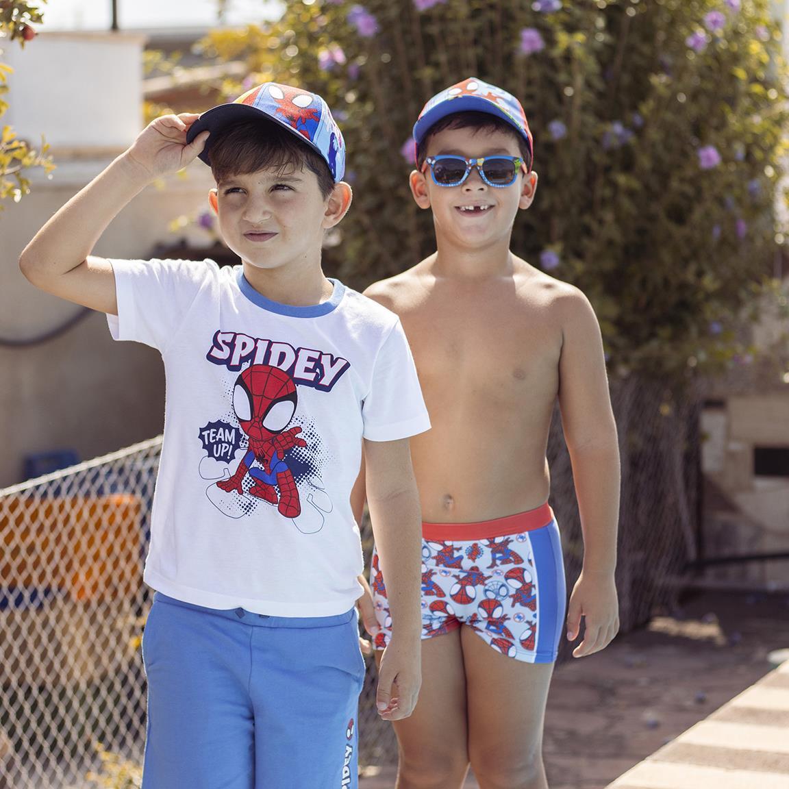 Conjunto infantil de duas peças do Homem-Aranha em algodão, branco e azul. 6/6
