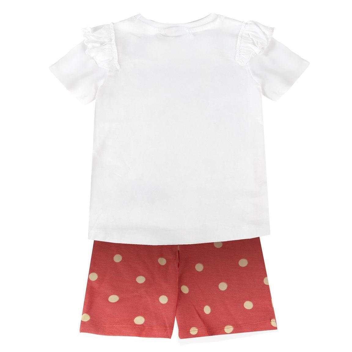 Conjunto infantil de duas peças da Minnie Mouse, em algodão felpudo coral. 2/6