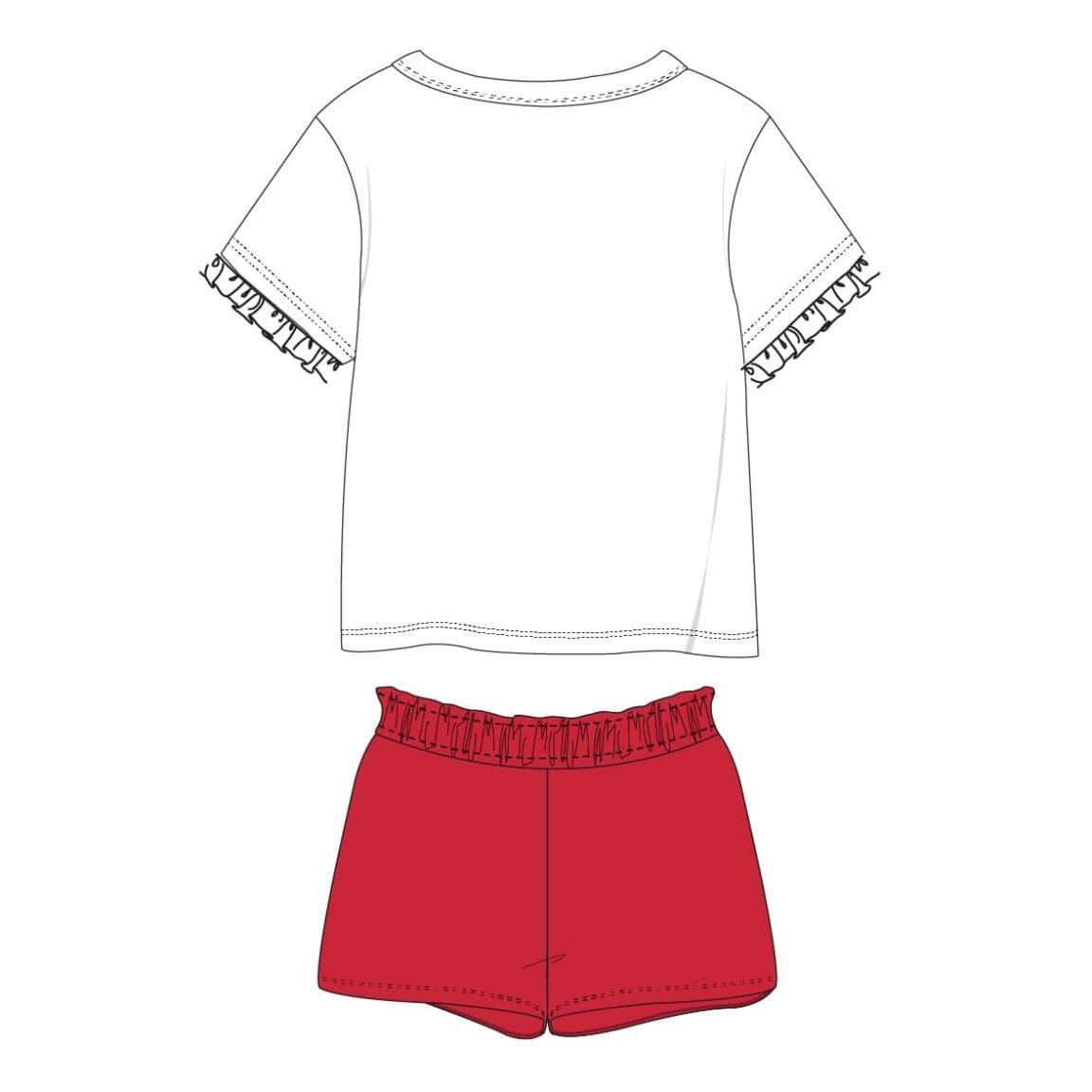 Ensemble deux pièces Minnie Mouse pour enfants en coton blanc et rouge 2/6