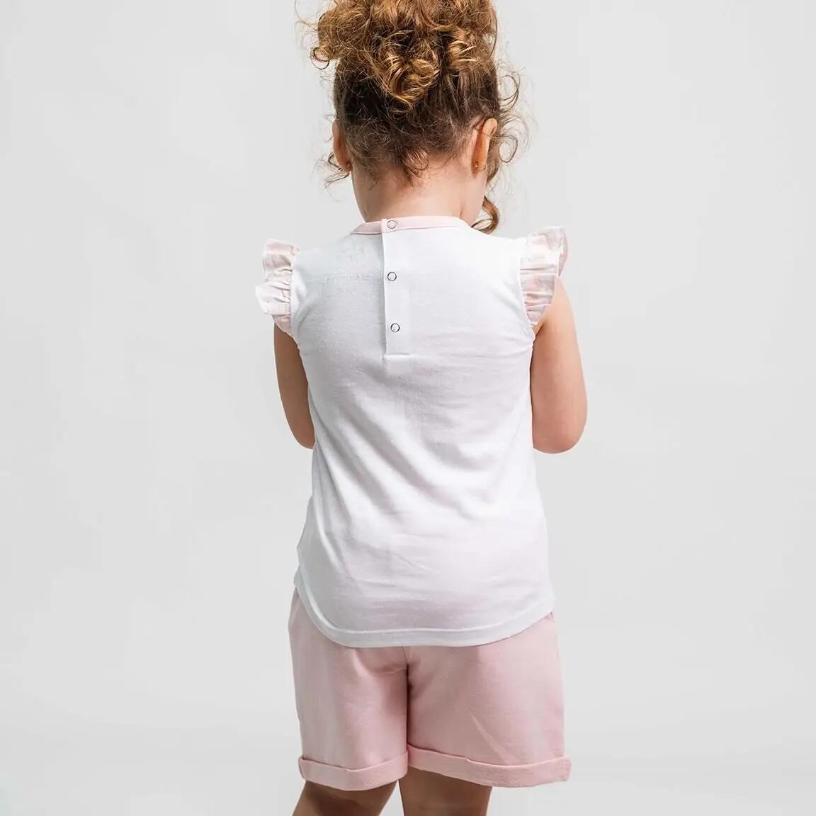 Ensemble deux pièces Peppa Pig pour enfants en coton blanc et rose 5/7