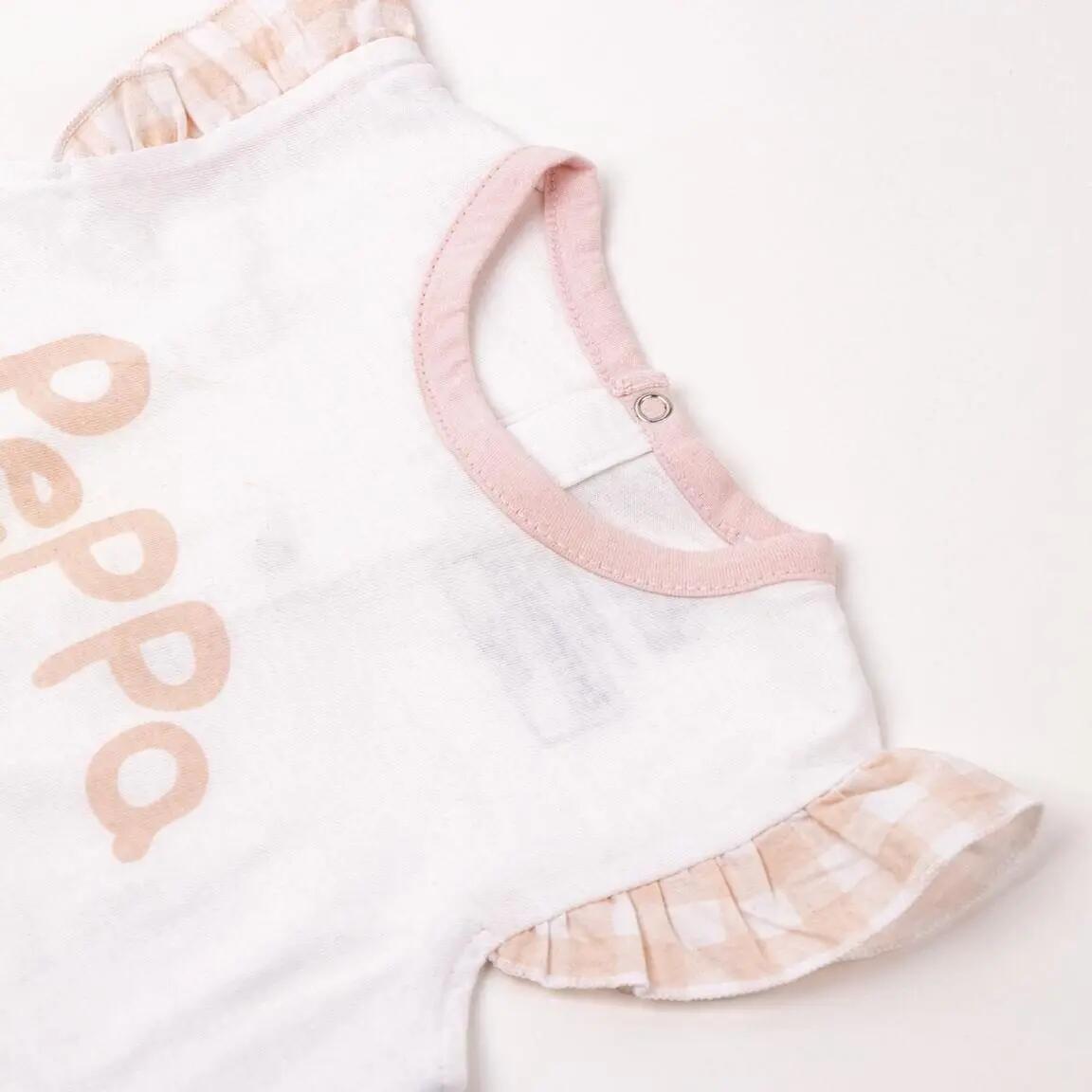 Ensemble deux pièces Peppa Pig pour enfants en coton blanc et rose 3/7