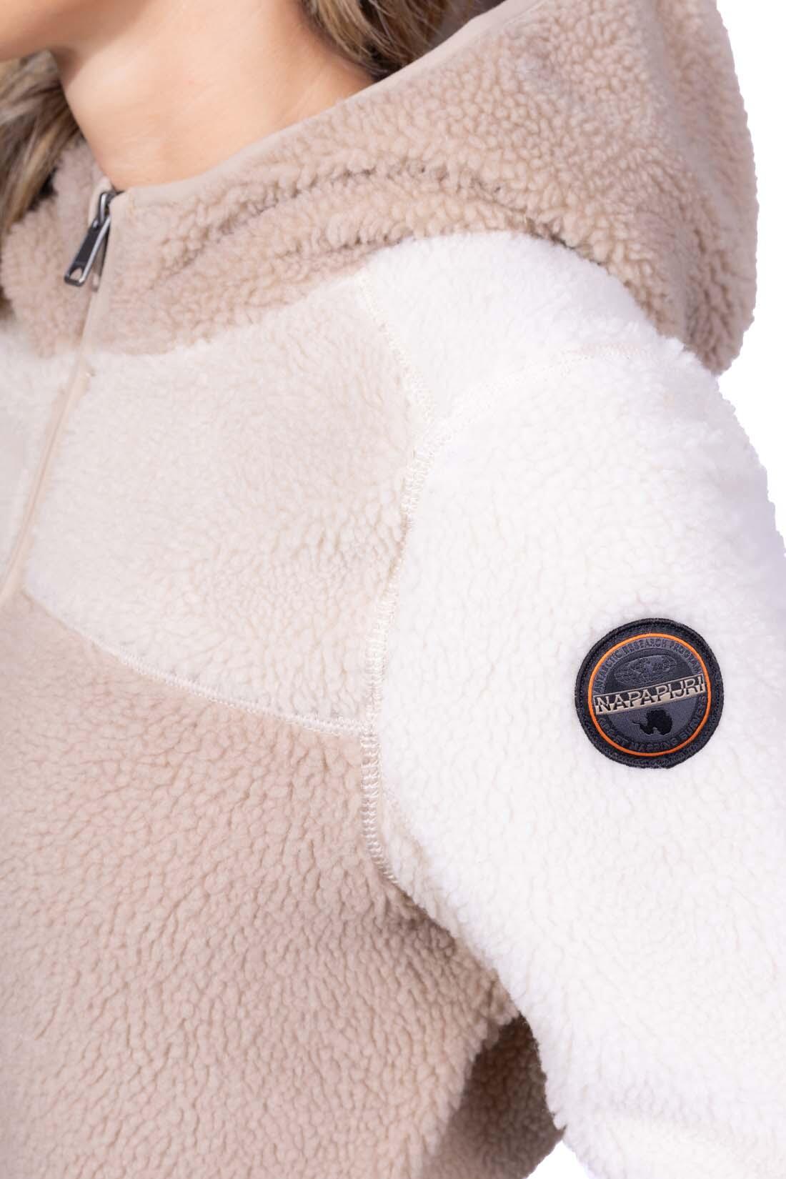 NAPAPIJRI Moletom feminino Turnage colorblock com zíper e capuz, Bege 3/3