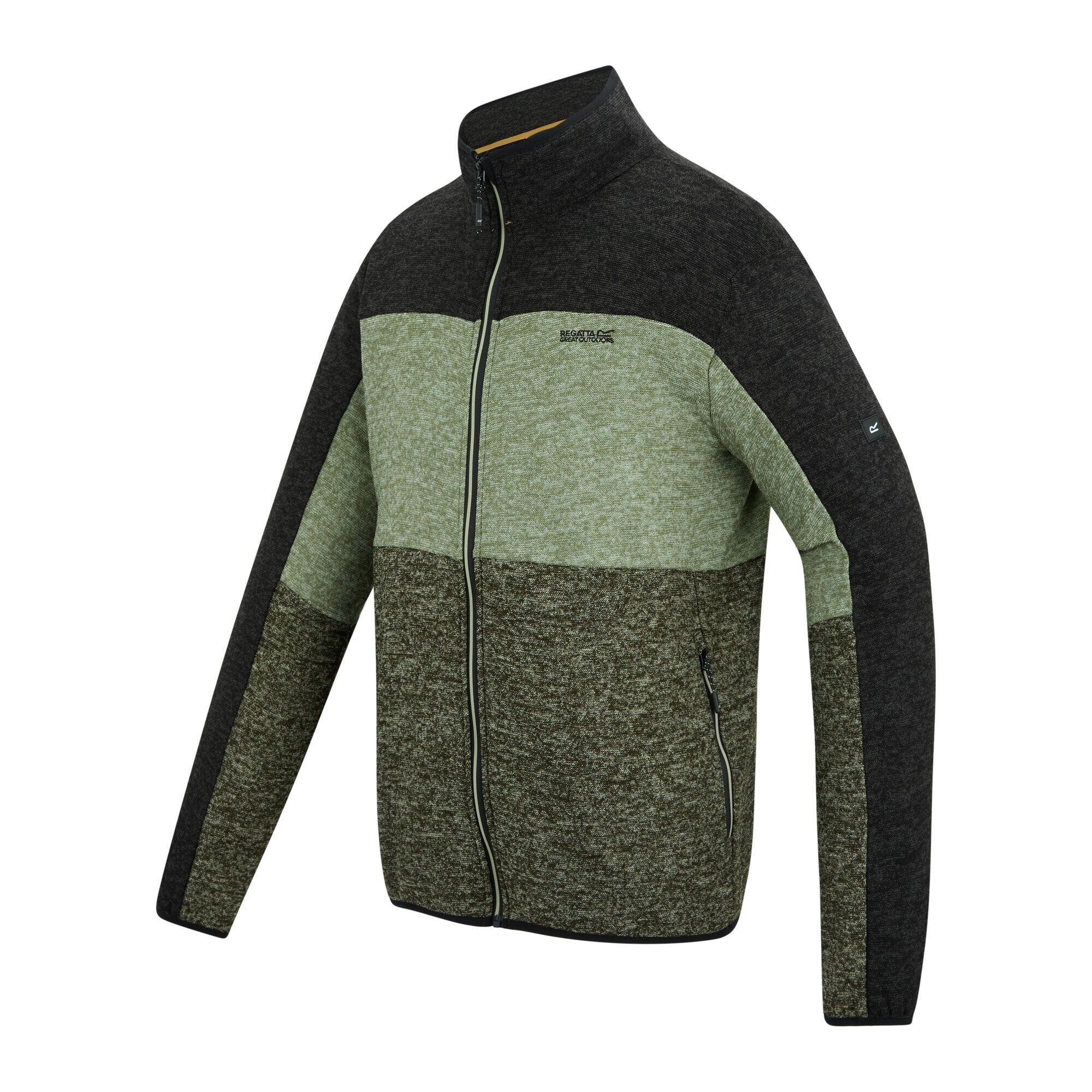 Veste Polaire Motif/style Tricolore ELRAM Homme (Kaki Foncé / Vert Pâle / Noir) 4/5