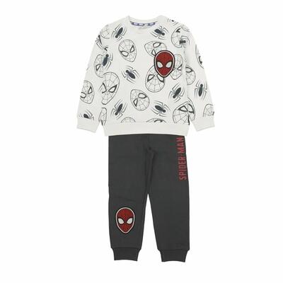 Tuta da ginnastica Spiderman a due pezzi per bambini in pile di cotone beige e