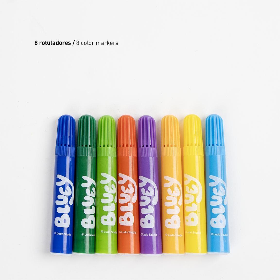 Set Papelería Infantil Bluey para Colorear con Rotuladores y Ceras Azul 5/6